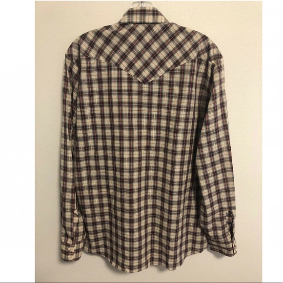 LEVIS Vintage Western Plaid Cowboy Shirt Gold Lurex Snap Buttons - Men’s Large - Picture 6 of 10